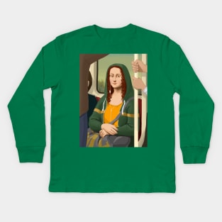 Mona Lisa Commute Kids Long Sleeve T-Shirt